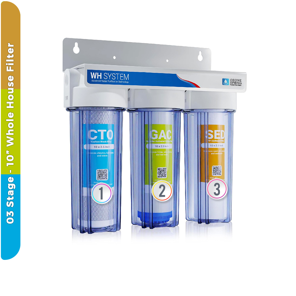 Crystal Clear Whole House Filter Set – 3-Stage 10" Cartridges - Sediment + GAC + CTO Carbon Water Filters