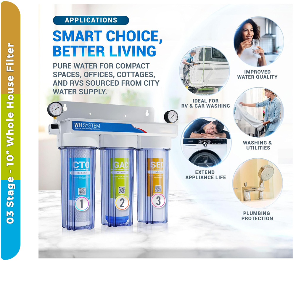Chlorine-Free Refreshing Home Water – 3-Stage 10" Whole House Filtration - Sediment + GAC + CTO Post Carbon - Image 4